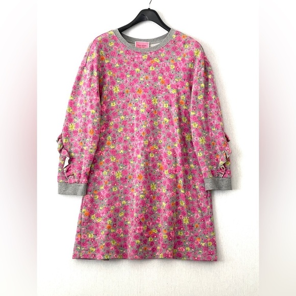 Kate Spade Marker Floral Ruffle Sleeves Sweatshirt Dress - Picture 3 of 13